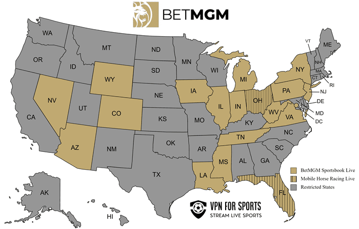 BetMGM Sportsbook map