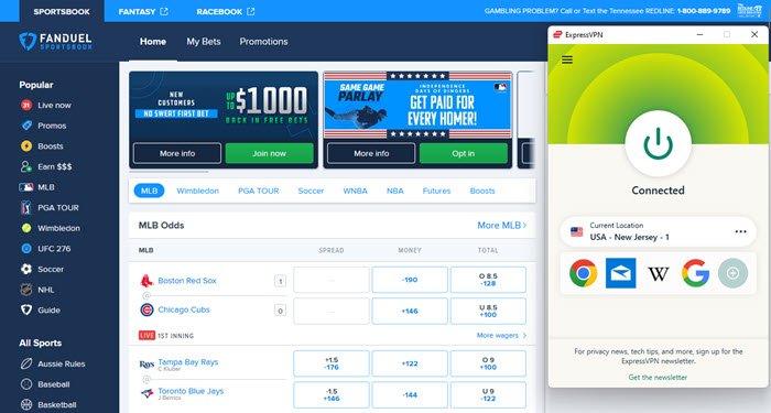 can you use vpn for fanduel