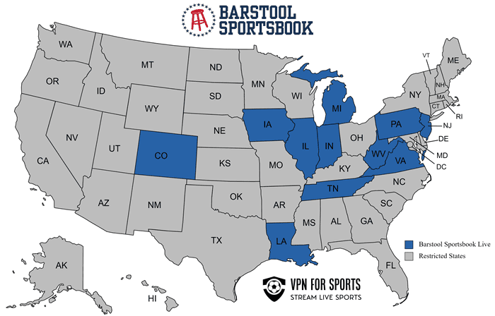 Barstool Sportsbook map