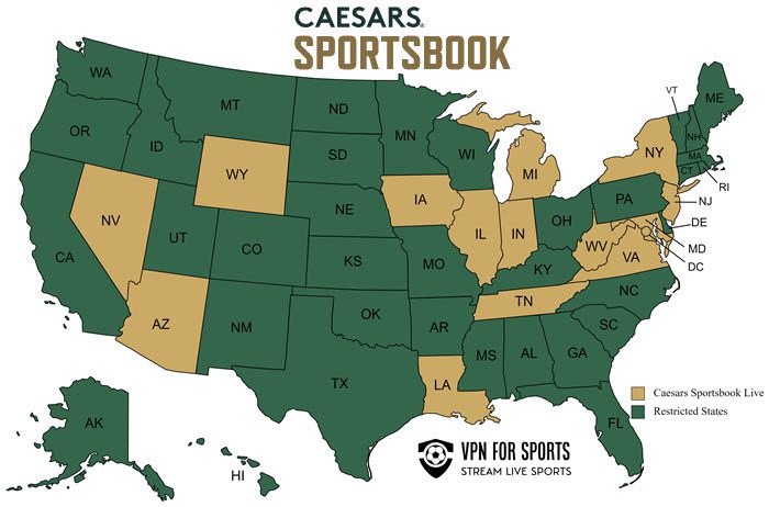 Caesars Sportsbook map